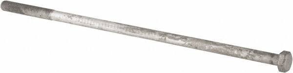 Value Collection - 1-8 Thread, 28" Length Under Head, Steel Hex Head Bolt - Hot Dipped Galvanized Coated, UNC Thread, ASTM A307, Grade 2 - USA Tool & Supply