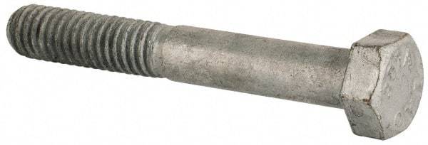 Value Collection - 5/16-18 Thread, 2-1/4" Length Under Head, Steel Hex Head Bolt - Hot Dipped Galvanized Coated, UNC Thread, ASTM A307, Grade 2 - USA Tool & Supply