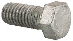 Value Collection - 7/16-14 Thread, 1" Length Under Head, Steel Hex Head Bolt - Hot Dipped Galvanized Coated, UNC Thread, ASTM A307, Grade 2 - USA Tool & Supply
