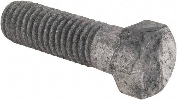 Value Collection - 7/16-14 Thread, 1-1/2" Length Under Head, Steel Hex Head Bolt - Hot Dipped Galvanized Coated, UNC Thread, ASTM A307, Grade 2 - USA Tool & Supply