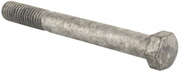 Value Collection - 7/16-14 Thread, 4" Length Under Head, Steel Hex Head Bolt - Hot Dipped Galvanized Coated, UNC Thread, ASTM A307, Grade 2 - USA Tool & Supply