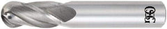 OSG - 25mm Diam, 38mm LOC, 4 Flute Solid Carbide Ball End Mill - TiAlN Finish, Single End, 102mm OAL, 102mm Shank Diam, Spiral Flute - USA Tool & Supply