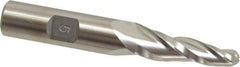 Made in USA - 5° Taper Angle per Side, 1/4" Small End Diam, 1-1/4" LOC, High Speed Steel 3 Flute Tapered Ball End Mill - 3-1/8" OAL, 1/2" Shank Diam - USA Tool & Supply