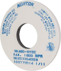 Norton - 14" Diam x 5" Hole x 1" Thick, K Hardness, 80 Grit Surface Grinding Wheel - Aluminum Oxide, Type 1, Medium Grade, 1,800 Max RPM, Vitrified Bond, No Recess - USA Tool & Supply