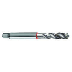 ‎M3.5 × 0.6 3FL 6H Cobalt Spiral Flute Semi-Bott Red Ring Tap-Bright-40 Degree Helix - USA Tool & Supply