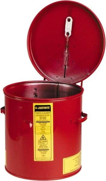 Justrite - 2 Gallon Capacity, 24-Gauge Coated Steel Body, Red Dip Tank - 10 Inch High x 9-3/8 Inch Diameter - USA Tool & Supply