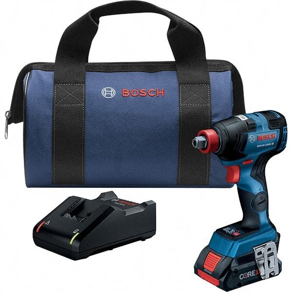 Bosch - 18 Volt, 1/4" Drive, 1,800 In/Lb Torque, Cordless Impact Driver - Pistol Grip Handle, 1100, 2300, 3400 RPM, 2 Lithium-Ion Batteries Included - USA Tool & Supply