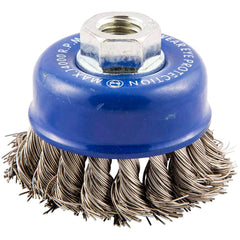 Norton - 2-3/4" Diam 5/8-11 Threaded Arbor Stainless Steel Fill Cup Brush - USA Tool & Supply