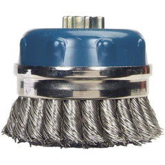 Norton - 4" Diam 5/8-11 Threaded Arbor Stainless Steel Fill Cup Brush - USA Tool & Supply