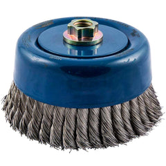 Norton - 6" Diam 5/8-11 Threaded Arbor Stainless Steel Fill Cup Brush - USA Tool & Supply