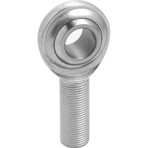 Tritan - 3/8" ID, 5,100 Lb Max Static Cap, Male Spherical Rod End - 3/8-24 RH, 1/2" Shank Diam, 1-1/4" Shank Length, Zinc Plated Carbon Steel with Low Carbon Steel Raceway - USA Tool & Supply