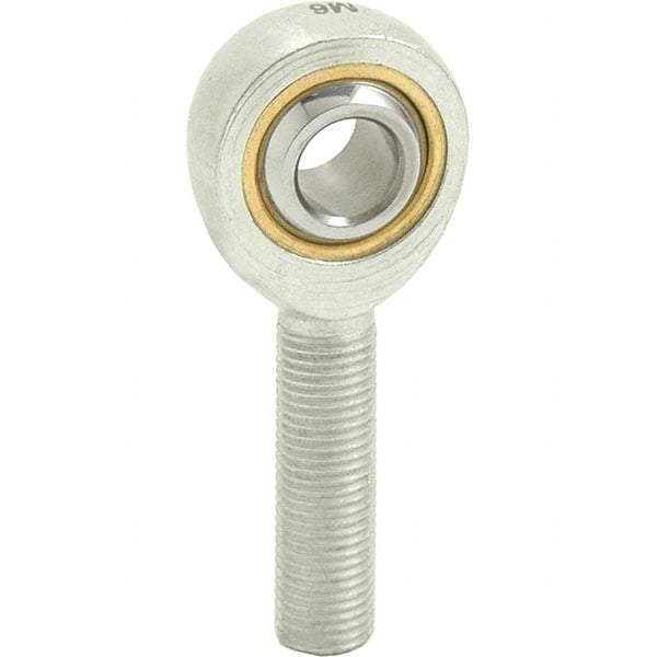 Tritan - 7/16" ID, 2-11/16" Max OD, 4,244 Lb Max Static Cap, Male Spherical Rod End - 7/16-20 RH, 9/16" Shank Diam, 1-3/8" Shank Length, Zinc Plated Carbon Steel with Sintered Oil Impregnated Bronze Raceway - USA Tool & Supply