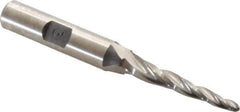 Made in USA - 3° Taper Angle per Side, 1/8" Small End Diam, 1-1/2" LOC, High Speed Steel 3 Flute Tapered Ball End Mill - 3-1/4" OAL, 3/8" Shank Diam - USA Tool & Supply