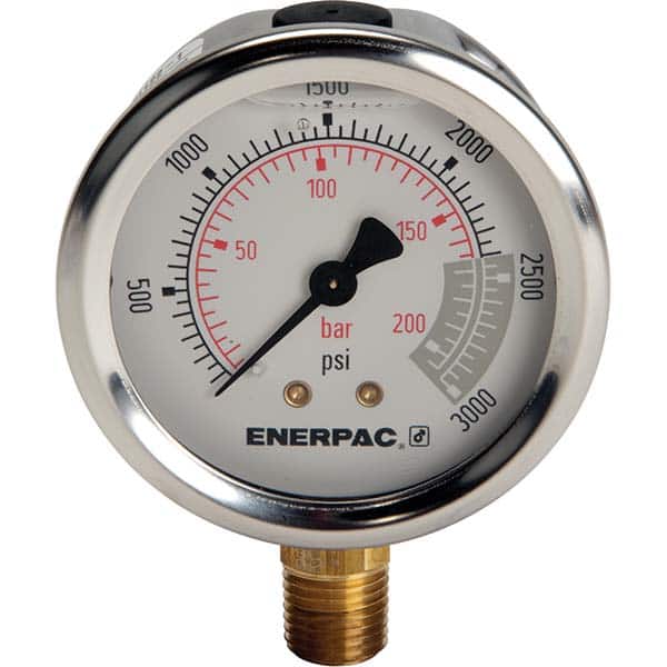 Enerpac - Hydraulic Pressure Gages & Adapters Type: Glycerine Filled Pressure Rating: 3000 - USA Tool & Supply