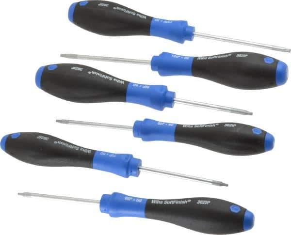 Wiha - 6 Piece TorxPlus Screwdriver Set - Bit Sizes: Torx IP6, IP7, IP8, IP9, IP10 & IP15 - USA Tool & Supply