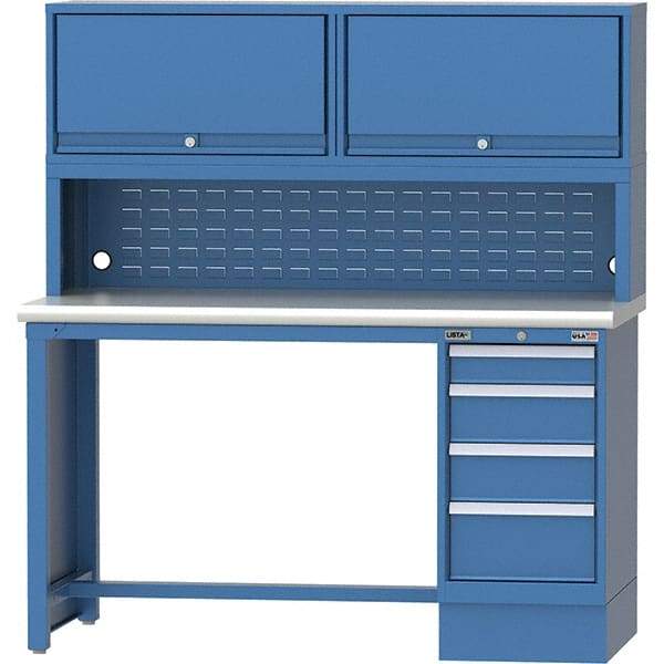 LISTA - 72 Wide x 30" Deep x 51-1/4" High, Plastic Laminate Workstation - Fixed Legs, Classic Blue - USA Tool & Supply