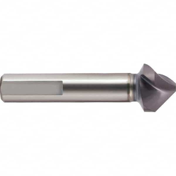 SpyroTec 16.5mm Head Diam, 3.2mm Cut Diam, 10mm Shank Diam, 3 Flute 90° Cobalt Countersink TiAlN Finish, Single End, 10mm Shank Diam, Right Hand Cut