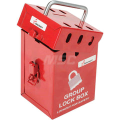 Ability One - Group Lockout Boxes; Portable or Wall Mount: Portable ; Maximum Number of Padlocks: 7 ; Color: Red - Exact Industrial Supply