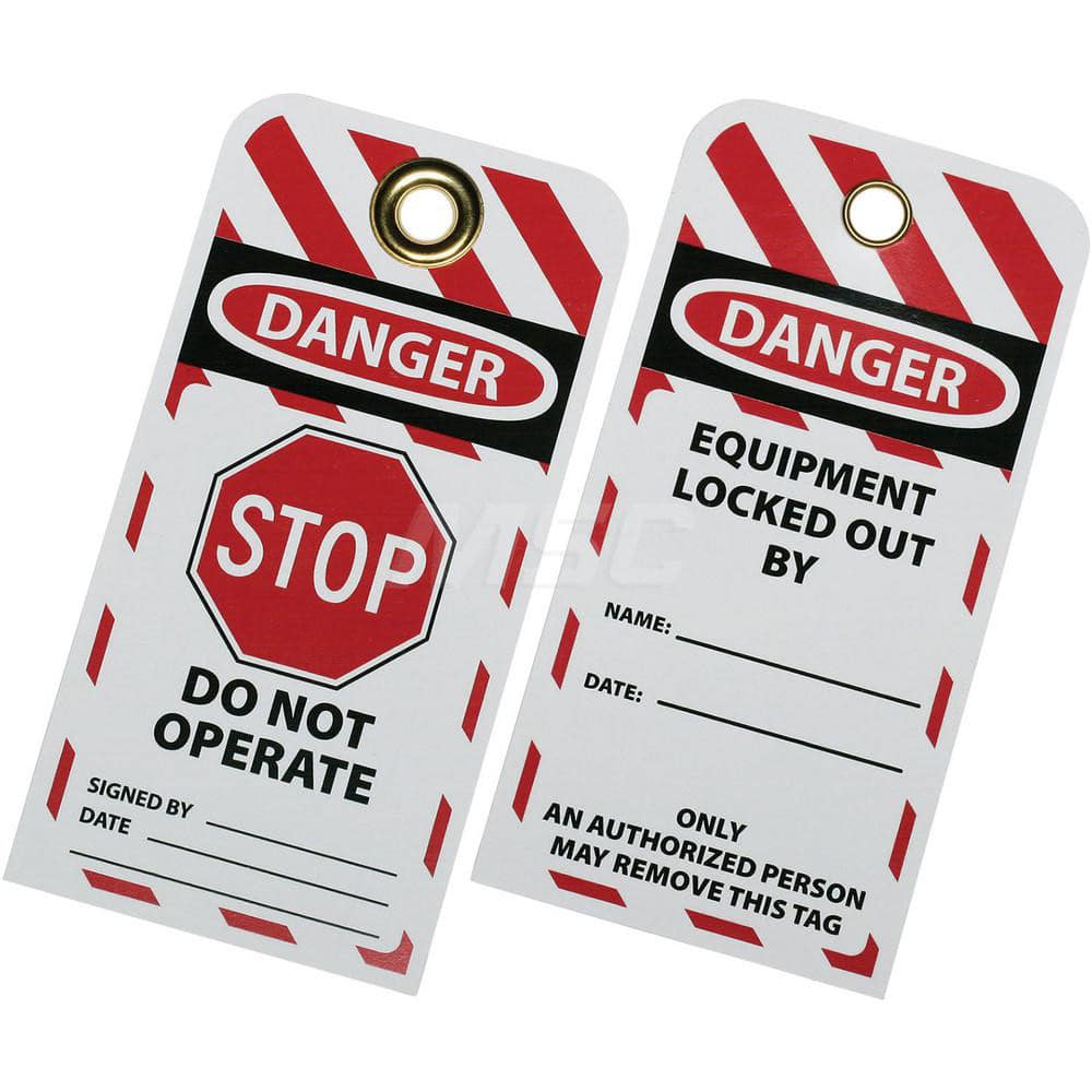 Ability One - Safety & Facility Tags; Message Type: Lockout Tag ; Header: DANGER ; Front Legend: STOP - Exact Industrial Supply