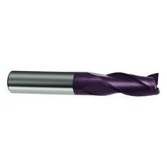 9/16 Dia. x 3-1/2 Overall Length 3-Flute Square End Solid Carbide SE End Mill-Round Shank-Center Cut-Firex - USA Tool & Supply