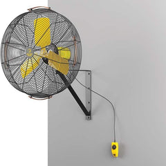 Industrial Circulation Fan: 100 CFM 120V, 0.33 hp, 4.8A, 1 Phase, 100 Speed, Wall Mount