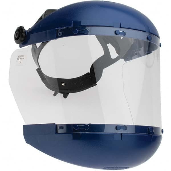 Sellstrom - Nylon Blue Ratchet Adjustment Face Shield with Chin Guard - USA Tool & Supply