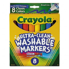 Crayola - Markers & Paintsticks Type: Washable Marker Color: Black; Blue; Brown; Green; Orange; Red; Violet; Yellow - USA Tool & Supply