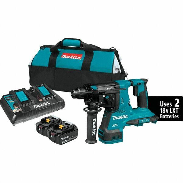 Makita - 36 Volt 1-1/8" SDS Plus Chuck Cordless Rotary Hammer - 5000 BPM, 0 to 980 RPM, Reversible - USA Tool & Supply