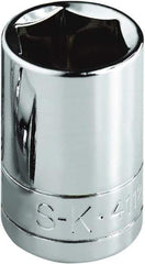 SK - 15/16", 1/2" Drive, Standard Hand Socket - 6 Points, Steel, Chrome Finish - USA Tool & Supply