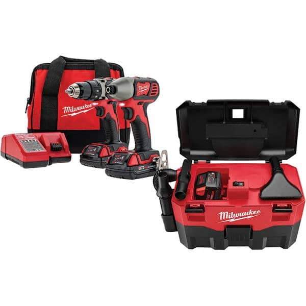 Milwaukee Tool - Cordless Tool Combination Kits Voltage: 18 Tools: Compact Drill/Driver; Impact Driver - USA Tool & Supply