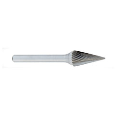 ‎SM-1 -1/4 × 1/2 LOC × 1/4 Shank × 2 OAL Pointed Tree Carbide Medium Right Hand Spiral Burr - USA Tool & Supply