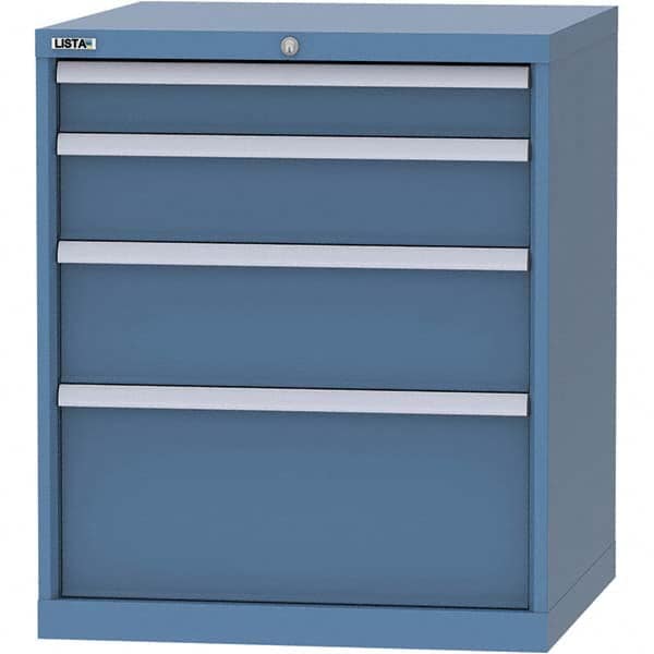 LISTA - 4 Drawer, 45 Compartment Bright Blue Steel Modular Storage Cabinet - USA Tool & Supply