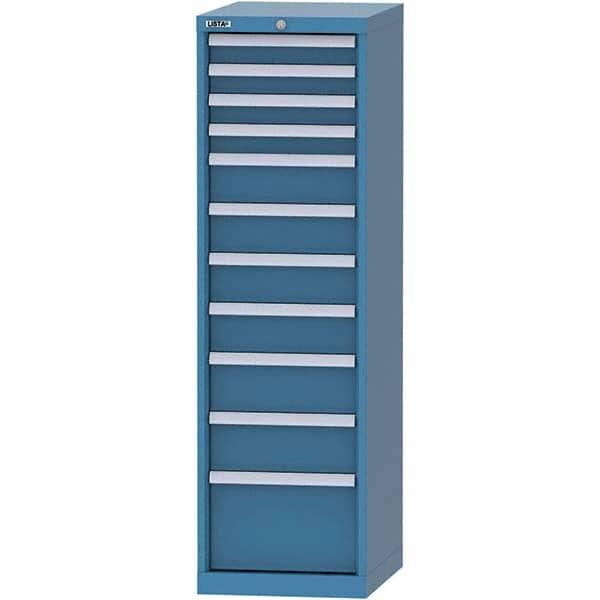 LISTA - 11 Drawer, 45 Compartment Bright Blue Steel Modular Storage Cabinet - USA Tool & Supply