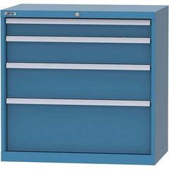 LISTA - 4 Drawer, 84 Compartment Bright Blue Steel Modular Storage Cabinet - USA Tool & Supply