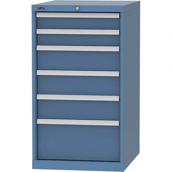 LISTA - 6 Drawer, 99 Compartment Bright Blue Steel Modular Storage Cabinet - USA Tool & Supply