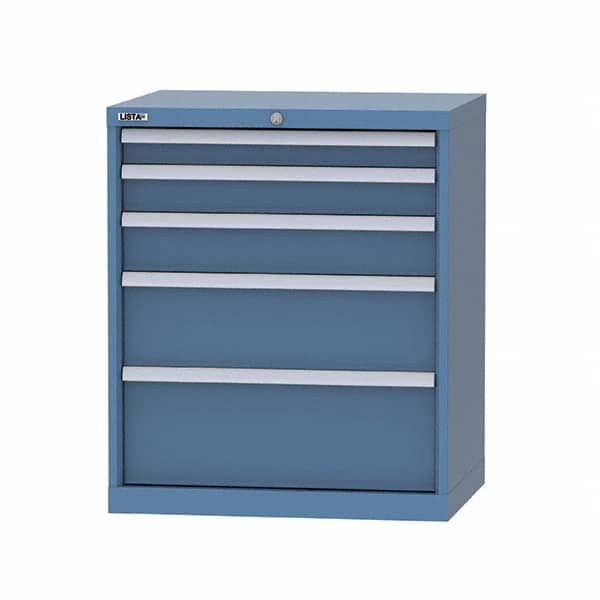 LISTA - 5 Drawer, 124 Compartment Bright Blue Steel Modular Storage Cabinet - USA Tool & Supply