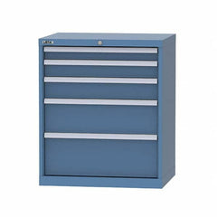 LISTA - 5 Drawer, 124 Compartment Bright Blue Steel Modular Storage Cabinet - USA Tool & Supply