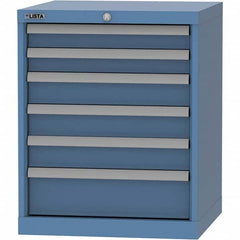 LISTA - 6 Drawer, 84 Compartment Bright Blue Steel Modular Storage Cabinet - USA Tool & Supply