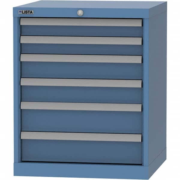 LISTA - 6 Drawer, 84 Compartment Bright Blue Steel Modular Storage Cabinet - USA Tool & Supply