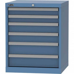 LISTA - 6 Drawer, 84 Compartment Bright Blue Steel Modular Storage Cabinet - USA Tool & Supply