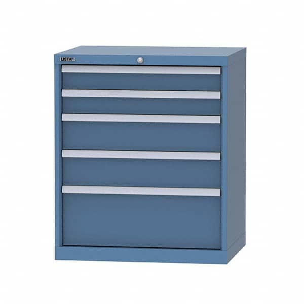 LISTA - 5 Drawer, 124 Compartment Bright Blue Steel Modular Storage Cabinet - USA Tool & Supply