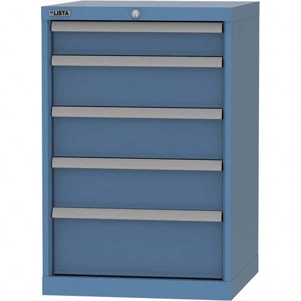 LISTA - 5 Drawer, 84 Compartment Bright Blue Steel Modular Storage Cabinet - USA Tool & Supply