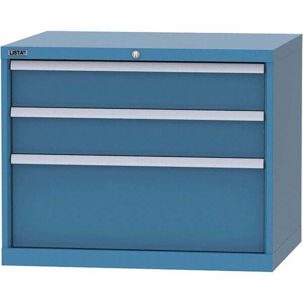 LISTA - 3 Drawer, 84 Compartment Bright Blue Steel Modular Storage Cabinet - USA Tool & Supply