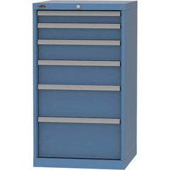 LISTA - 6 Drawer, 84 Compartment Bright Blue Steel Modular Storage Cabinet - USA Tool & Supply