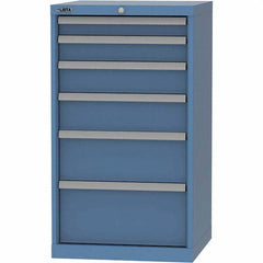 LISTA - 6 Drawer, 84 Compartment Bright Blue Steel Modular Storage Cabinet - USA Tool & Supply