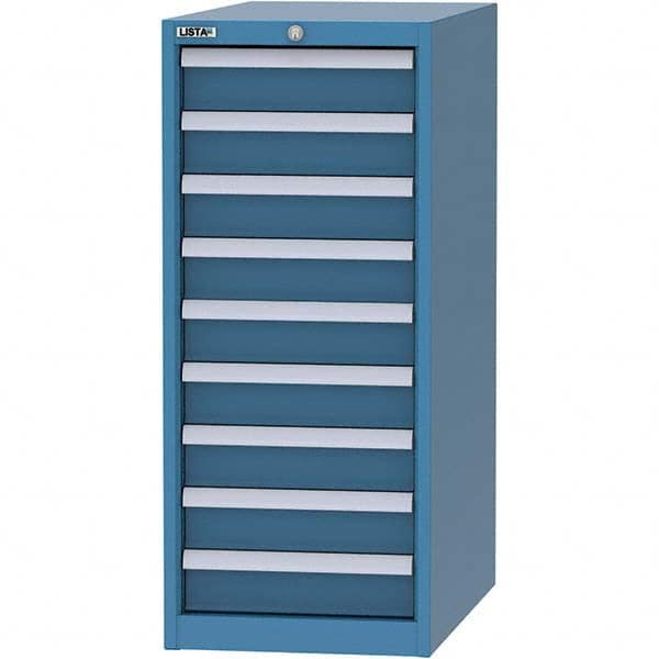 LISTA - 9 Drawer, 45 Compartment Bright Blue Steel Modular Storage Cabinet - USA Tool & Supply