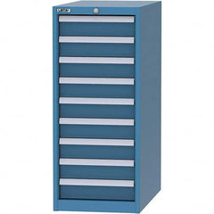 LISTA - 9 Drawer, 45 Compartment Bright Blue Steel Modular Storage Cabinet - USA Tool & Supply