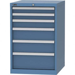 LISTA - 6 Drawer, 99 Compartment Bright Blue Steel Modular Storage Cabinet - USA Tool & Supply