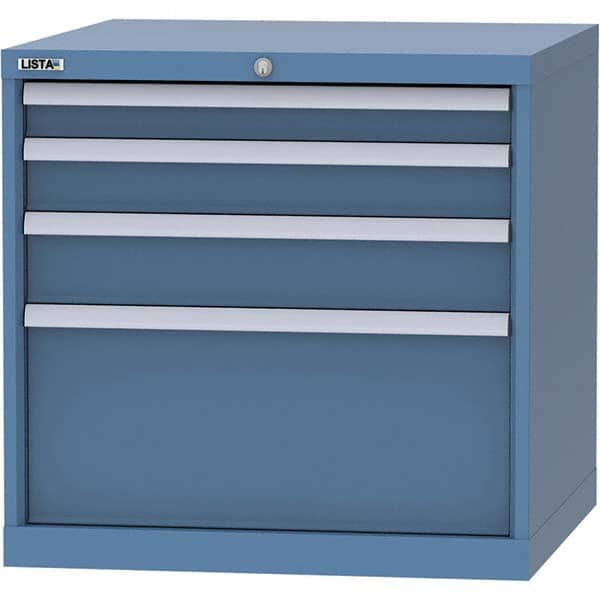 LISTA - 4 Drawer, 45 Compartment Bright Blue Steel Modular Storage Cabinet - USA Tool & Supply