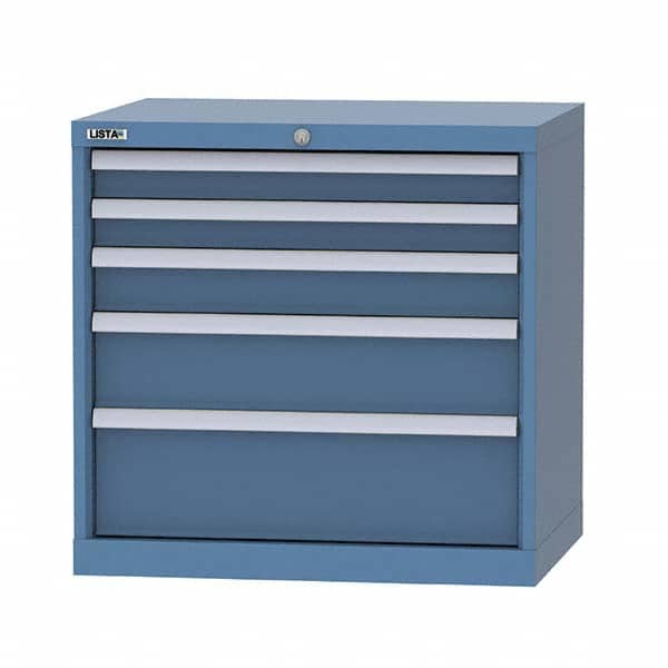 LISTA - 4 Drawer, 124 Compartment Bright Blue Steel Modular Storage Cabinet - USA Tool & Supply